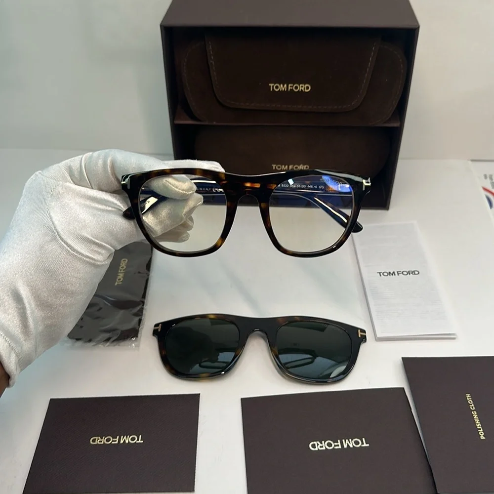 💯 - New Authentic Tom Ford FT5895-B 052 Dark Havana square Sunglasses